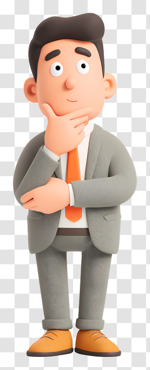 Cartoon Businessman Thinking Transparent PNG