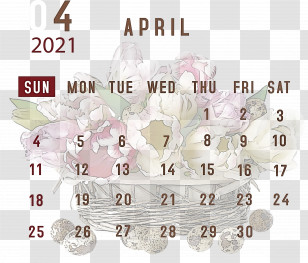 April 2021 Printable Calendar April 2021 Calendar 2021 Calendar Transparent PNG