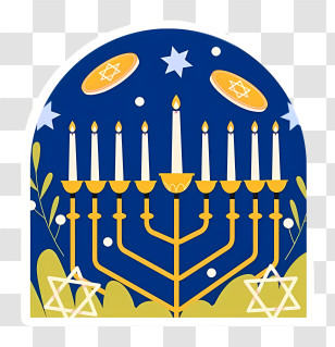 Stained Glass Dome - Hanukkah Menorah With Candles Illustration Transparent PNG