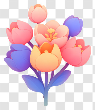 Kawaii Flower - Colorful Flowers In Bloom Transparent PNG