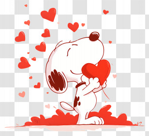 Snoopy Love - Dog Holding Heart With Love Transparent PNG