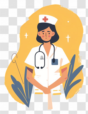 Nurse - Cartoon Nurse Illustration With Stethoscope Transparent PNG