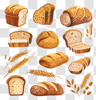Whole Wheat Bread - Variety Of Artisan Breads With Wheat Illustration Transparent PNG