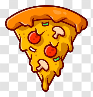 Pizza Slice - Cartoon Pizza Slice With Mushrooms And Pepperoni Transparent PNG