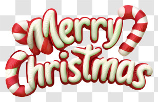 Christmas Text - Merry Christmas Text With Candy Cane Design Transparent PNG