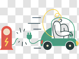 Green Car Lightning Bolt Car Electric Car Man Driving Car Power Outlet Car Transparent PNG