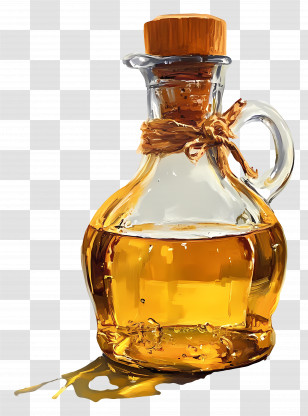 Cooking Oil - Glass Oil Bottle With Cork Transparent PNG