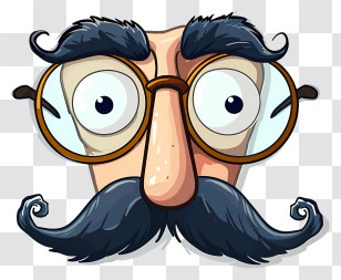 Vector Draw Character Design - Funny Glasses And Mustache Cartoon Transparent PNG