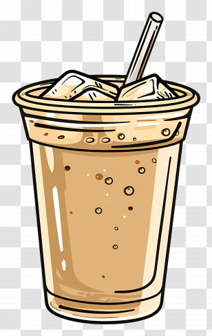 Iced Coffee - Iced Beverage In A Plastic Cup With Straw Transparent PNG