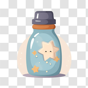 Milk Bottle - Cute Star In Blue Jar Transparent PNG