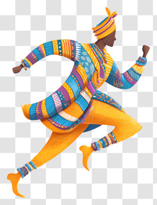 Indian Folk Dancer - Running Person In Colorful Attire Transparent PNG