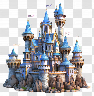 Fantasy Castle - Fantasy Castle With Blue Roofs Transparent PNG