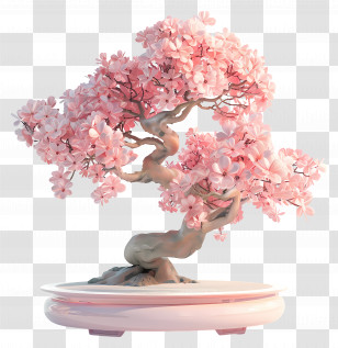 Pink Bonsai Tree - Artistic Pink Flowering Bonsai Tree Transparent PNG