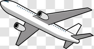 Icon - Illustrated Airplane In White And Gray Transparent PNG