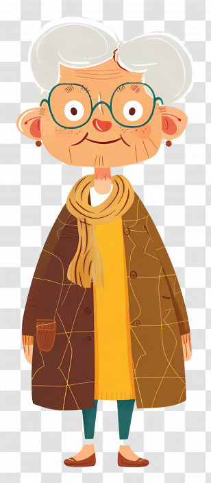 Old Woman - Cute Elderly Woman Cartoon Character Transparent PNG