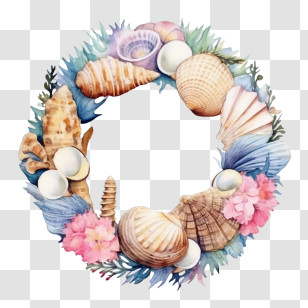 Seashell Frame - Seashell Wreath Decoration Transparent PNG