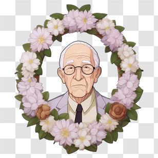 Grandparents Day
 - Funeral Wreath Illustration With Portrait Transparent PNG