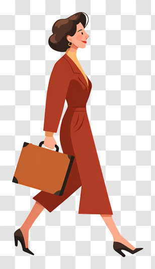 Lawyer Walking With Briefcase - Businesswoman In Red Illustration Transparent PNG