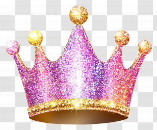 Glitter Crown - Pink And Gold Glitter Crown Transparent PNG