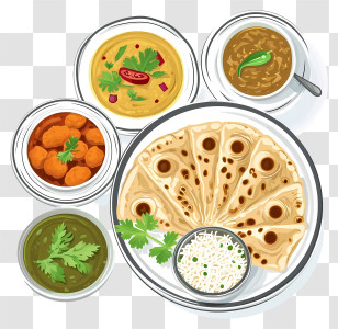 Flat India Cuisine - Platter Of Indian Food Assortment Transparent PNG