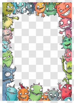 Kids Frame - Cartoon Monster Frame Transparent PNG