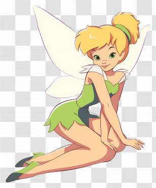 Tinkerbell - Cute Fairy With Magical Wings Illustration Transparent PNG