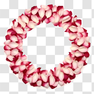 Rose Petals Circle Frame - Pink And Red Petal Wreath For Decorations Transparent PNG