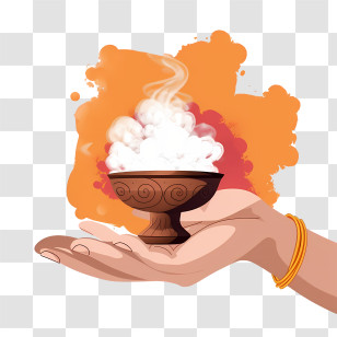 Durga Puja - Hand Holding Smoking Pot With Ritualistic Vibes Transparent PNG