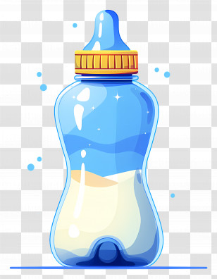 Plastic Baby Bottle - Blue Baby Bottle With Milk Transparent PNG