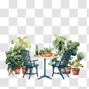 Eat Outside Day - Outdoor Table With Food And Plants Transparent PNG