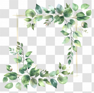 Minimalistic Frame - Botanical Square Frame With Leaves Transparent PNG