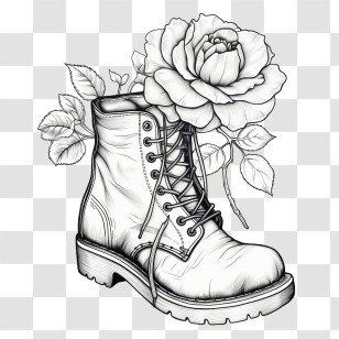 Coloring Book
 - Artistic Boot With Rose Drawing Transparent PNG