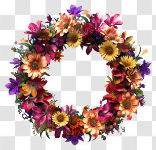 Flower Wreath - Autumn-Themed Floral Wreath Transparent PNG