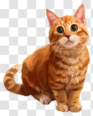 Ginger Cat - Adorable Orange Tabby Cat Sitting Transparent PNG
