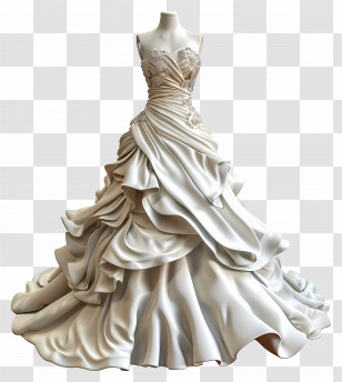Wedding Dress - Elegant Ruffled White Wedding Dress Design Transparent PNG
