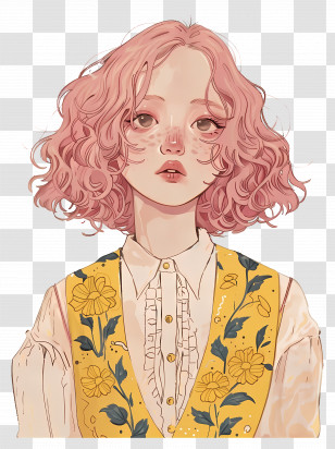 Pink Hair - Artistic Portrait Of Pink-haired Girl Transparent PNG