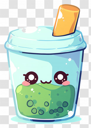 Green Bubble Tea - Cartoon Bubble Tea Character Transparent PNG