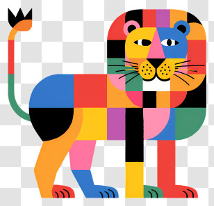 Colorful Lion - Colorful Geometric Lion Transparent PNG