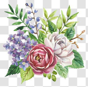 Cartoon - Watercolor Floral Bouquet Artwork Transparent PNG