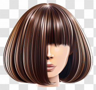 Hair Style - Brown Bob Haircut With Fringe Transparent PNG