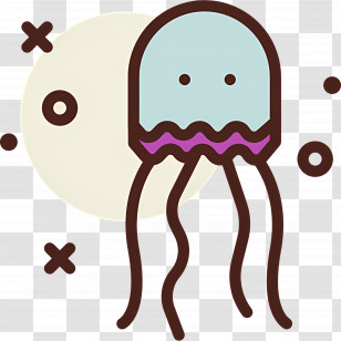 Jellyfish - Cute Jellyfish With Tentacles Transparent PNG