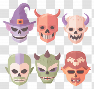 Halloween Characters - Skull Masks For Halloween Transparent PNG