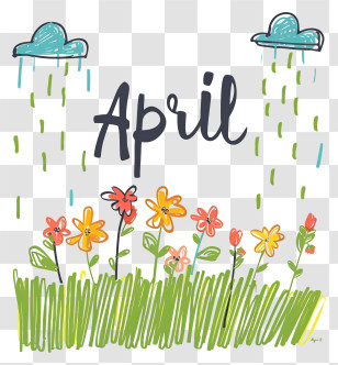 April - April Showers And Flowers Doodle Transparent PNG