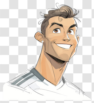Funny Cristiano Ronaldo Sketch - Cheerful Young Man Sketch Portrait Transparent PNG