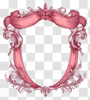 Ribbon Border - Pink Ornate Frame Transparent PNG