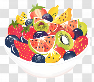 Fruit Salad - Mixed Fruit Bowl Illustration Transparent PNG