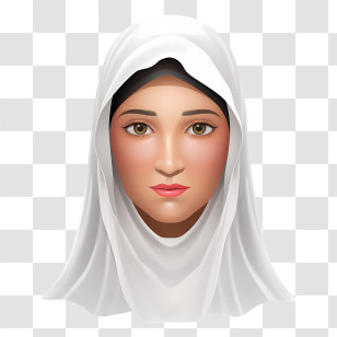 Woman With Veil - Illustration Of A Woman In White Headscarf Transparent PNG