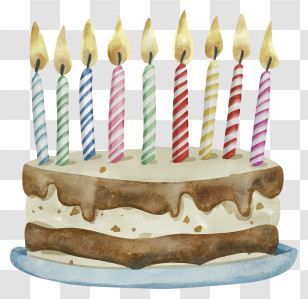 Cake - Birthday Cake With Lit Candles Transparent PNG