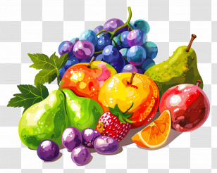 Cartoon Fruit - Colorful Fruit Assortment Illustration Transparent PNG