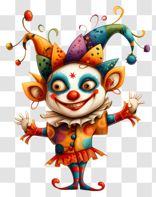 Fastnacht Day - Colorful Cartoon Clown With Playful Jester Costume Transparent PNG